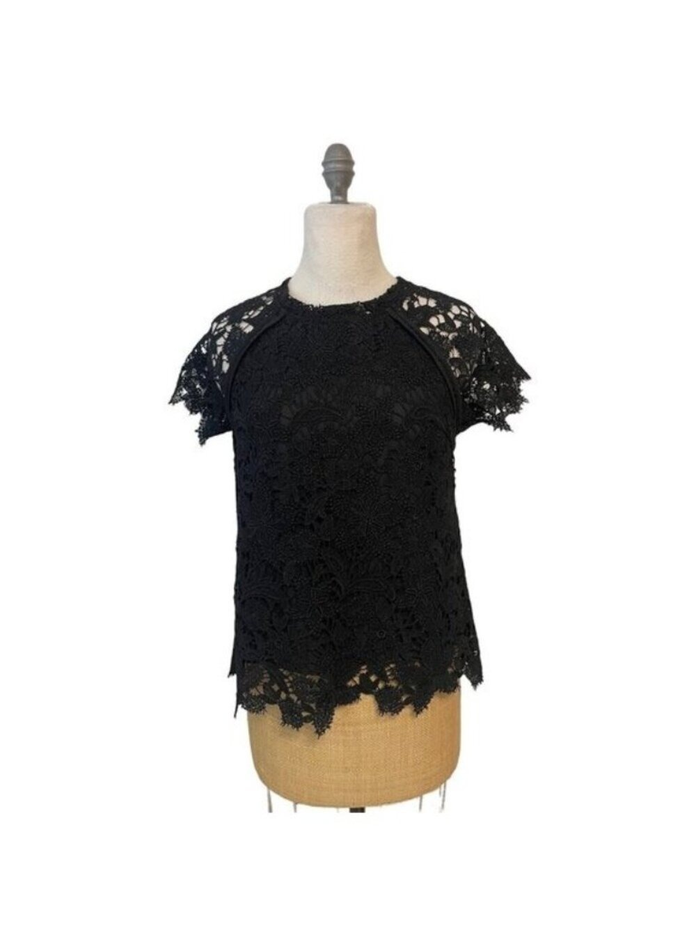 Anthropologie Guest Editor Black Lace top Small